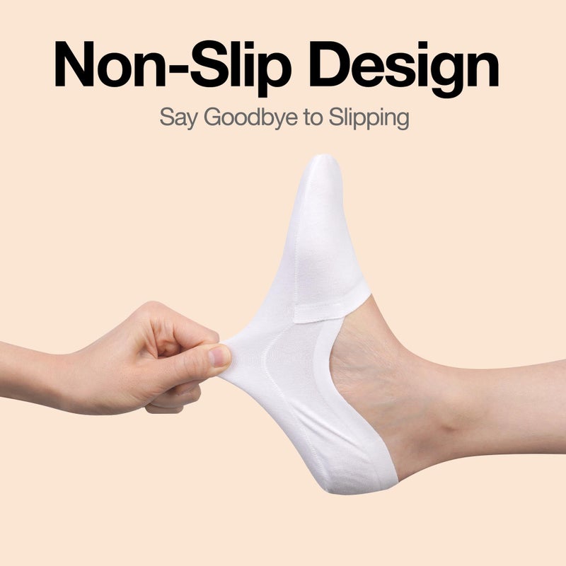 Cloud MVS No Show Socks Non Slip Loafer Sneaker Flats Boat Shoe Invisible Low Cut Cotton Socks For Men and Women (US, Alpha, Small, Regular, Regular, White_3Pack) - Image 2