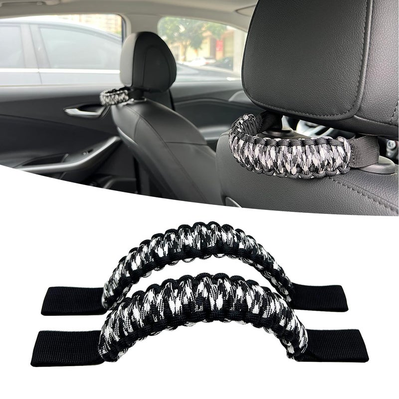 ROMASO Headrest Grab Handles for Jeep Wrangler TJ JK JL,Handle Grab in Headrest,Rear Seat Passenger Grip Handles Universal for Jeep Wrangler Gladiator Tacoma Tundra F-150 (Black&White Camouflage) - Image 2