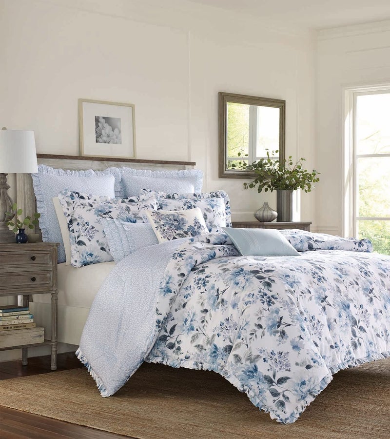 Laura Ashley - Throw Pillow with Envelope Closure, Elegant Home Decor for Bed or Sofa (Chloe Blue, 16" x 16") - Image 2