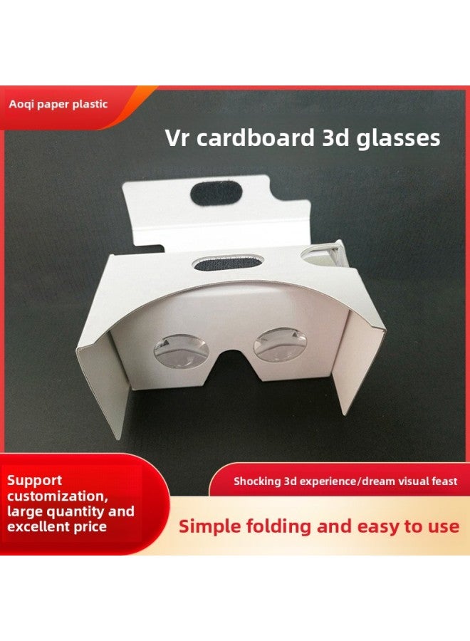 White Paper VR Glasses 3D Mobile Phone Virtual Reality Video Cinema Second Generation Headset Display Device For Mass Audience-Color:White  - Image 1