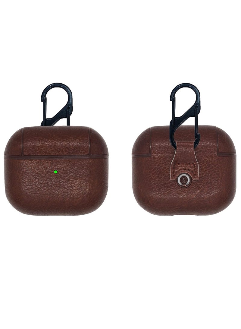 AirPods 4th Generation Case Leather Case, Compatible with AirPods 4 Gen (2024) (USB-C), Compatible with MagSafe, Drop Protection Cover with Lanyard, Orbit Hybrid Case, Brown - Image 2