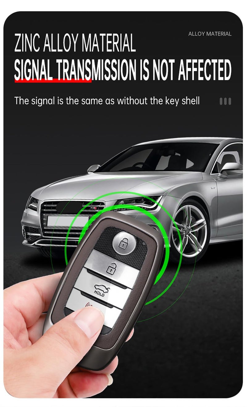SANRILY Keyless Metal 3/4/6 Button Smart Key Fob Cover Compatible with Kia Seltos Carens 2022 Sonet Rio Rio5 Sportage Ceed Cerato K3 KX3 K4 K5 Sorento Optima Picanto with Leather Keychain Black - Image 4