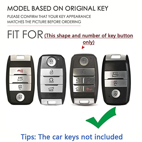 SANRILY Keyless Metal 3/4/6 Button Smart Key Fob Cover Compatible with Kia Seltos Carens 2022 Sonet Rio Rio5 Sportage Ceed Cerato K3 KX3 K4 K5 Sorento Optima Picanto with Leather Keychain Black - Image 2