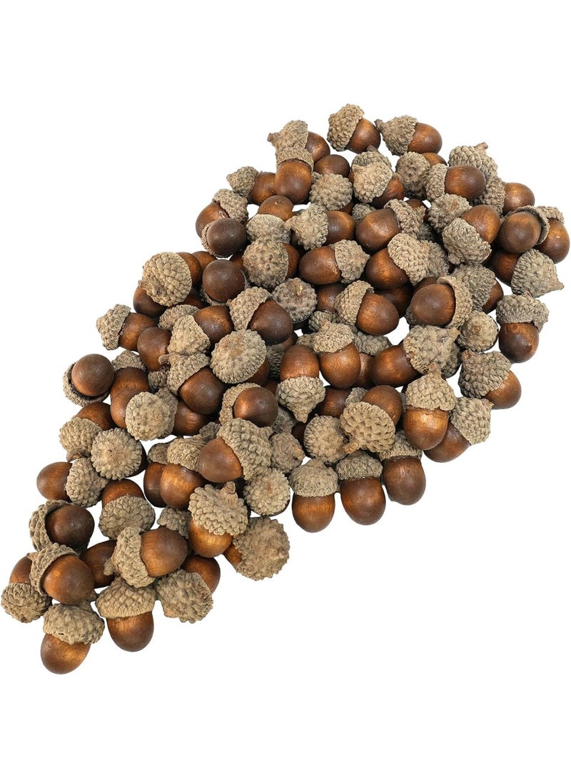 سيوسي 100Pcs Realistic Artificial Acorns, Wooden Acorn Decorations for Autumn Wreaths, Thanksgiving Table Centerpieces, Fall Wedding Arrangements, and Farmhouse Bowl Fillers (Brown, 1.2 Inch) - Image 1