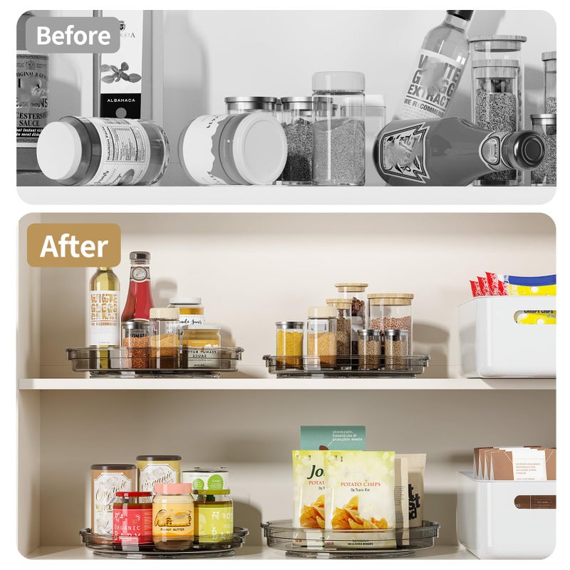 LAMU 3 Pack Lazy Susan Organizer Turntable for Cabinet, Condiment Organizer for Kitchen Pantry Organizers and Storage, Table Top, Fridge, Countertop, Spice Organization, 12'' 10.6'' 9.25'', Grey - Image 3