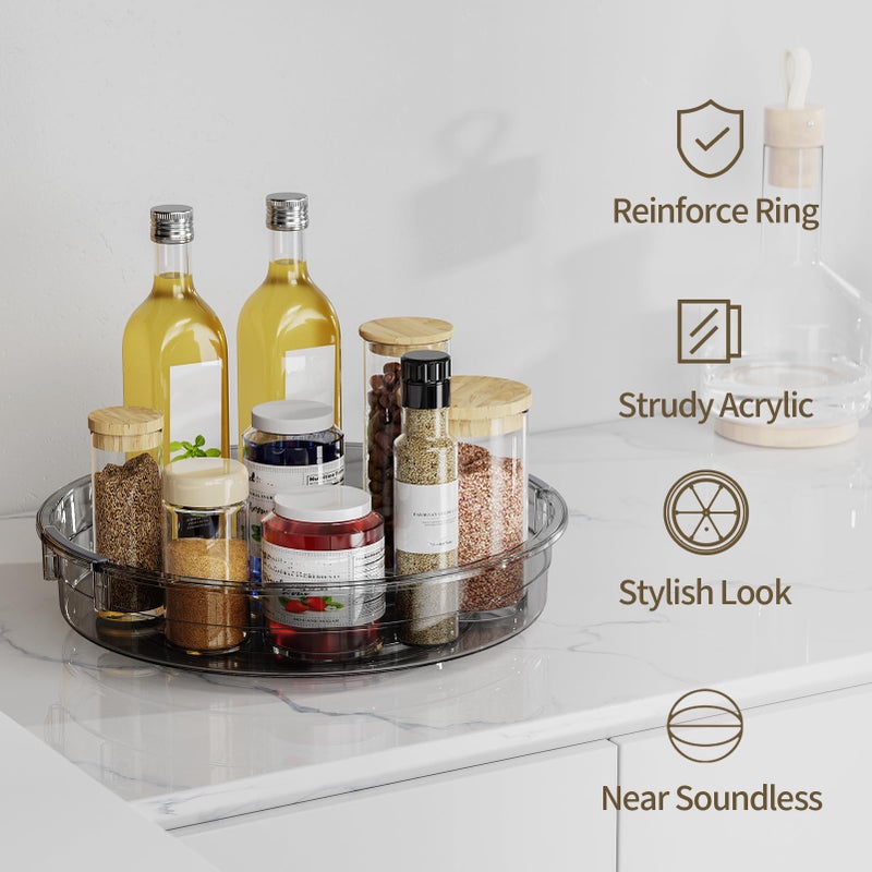 LAMU 3 Pack Lazy Susan Organizer Turntable for Cabinet, Condiment Organizer for Kitchen Pantry Organizers and Storage, Table Top, Fridge, Countertop, Spice Organization, 12'' 10.6'' 9.25'', Grey - Image 5