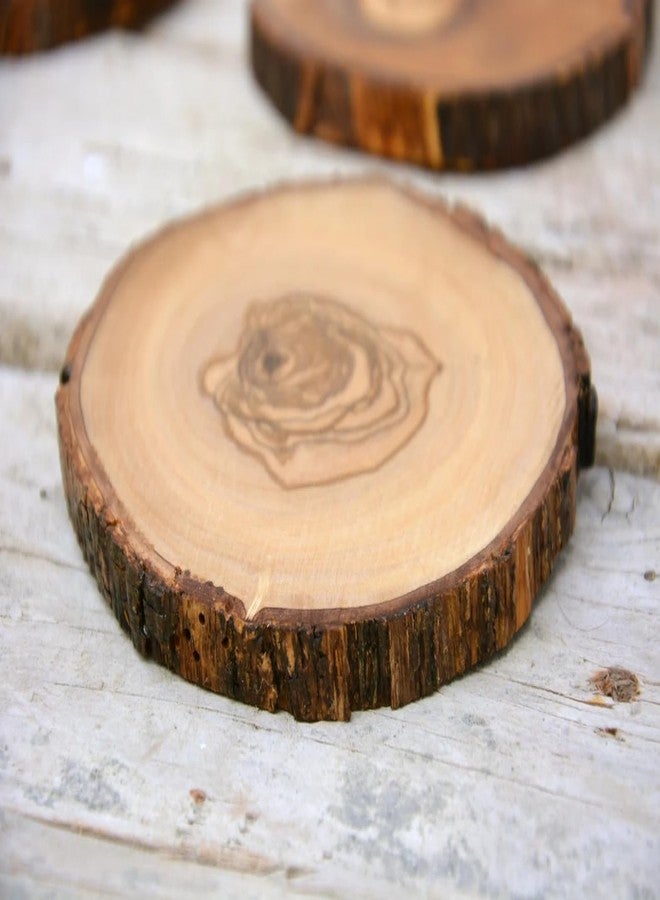 JUNERUSH Natural Assymetrical Wooden Log Coaster/Bark Edge Wooden Coasters for Craft, Wooden Coffee/Tea Coasters Set of 4 (Thickness- 15mm) Wood Slices/Wooden Coaster - Image 1