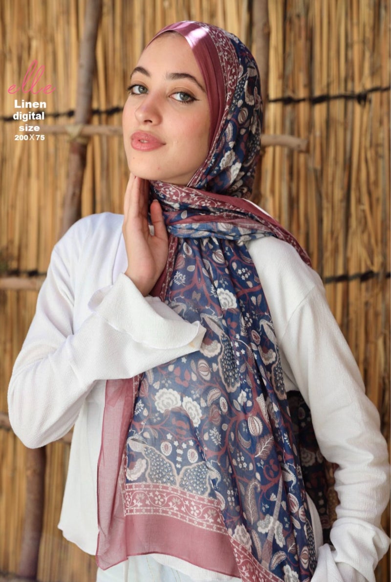 Luxury Linen Islamic Hijab Scarf for Women– Elegant Design for Daily Wear & Special Occasions – Size 200 × 75 cm