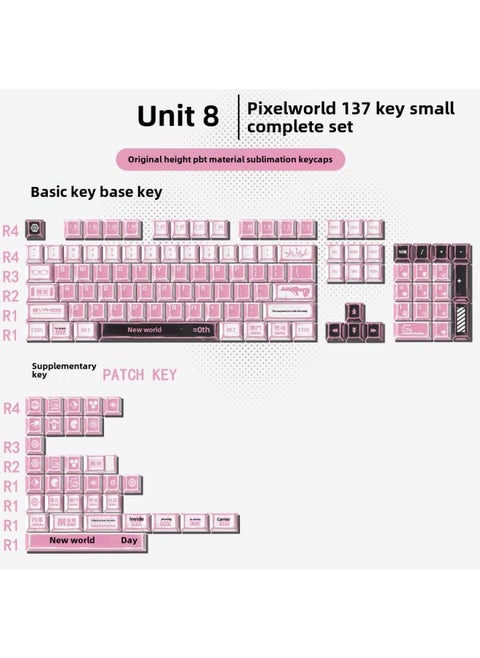 Gundam Comic Hundred Mixed Lamp Key Cap Original Height 136 Key Full Set Classic Simple Mechanical Keyboard Key Cap Key Meow-Color:Original Factory-comic Unit 8-136 Key Box