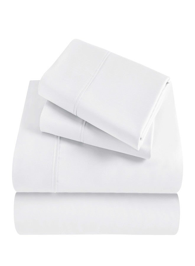 Superior Modal from Beechwood 300 Thread Bed Sheet Set, 1 Elastic Extra Deep Fitted Sheet, 1 Flat Sheet, 2 Pillowcases, Soft Cool Sheets, Sateen Weave, Bedding Essentials, California King, White - Image 3