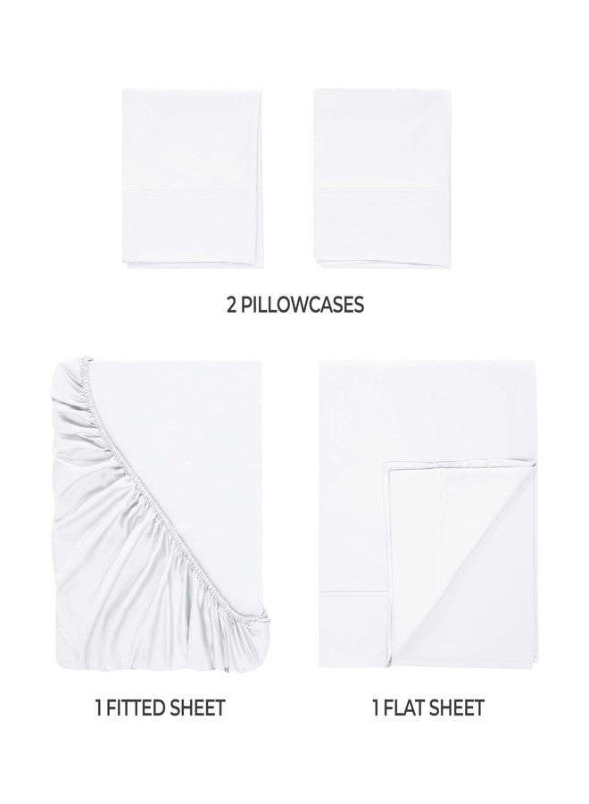 Superior Modal from Beechwood 300 Thread Bed Sheet Set, 1 Elastic Extra Deep Fitted Sheet, 1 Flat Sheet, 2 Pillowcases, Soft Cool Sheets, Sateen Weave, Bedding Essentials, California King, White - Image 4
