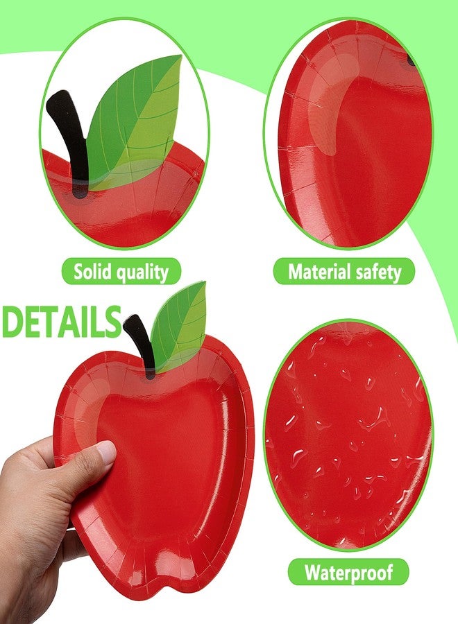Wehhbtye 50PCS Back to School Red Apple Paper Plates,First Day of School Red Apple Paper Plates, Apples Shape Disposable Tableware Dinnerware for Back to School Party Supplies and Table Decoration - Image 3