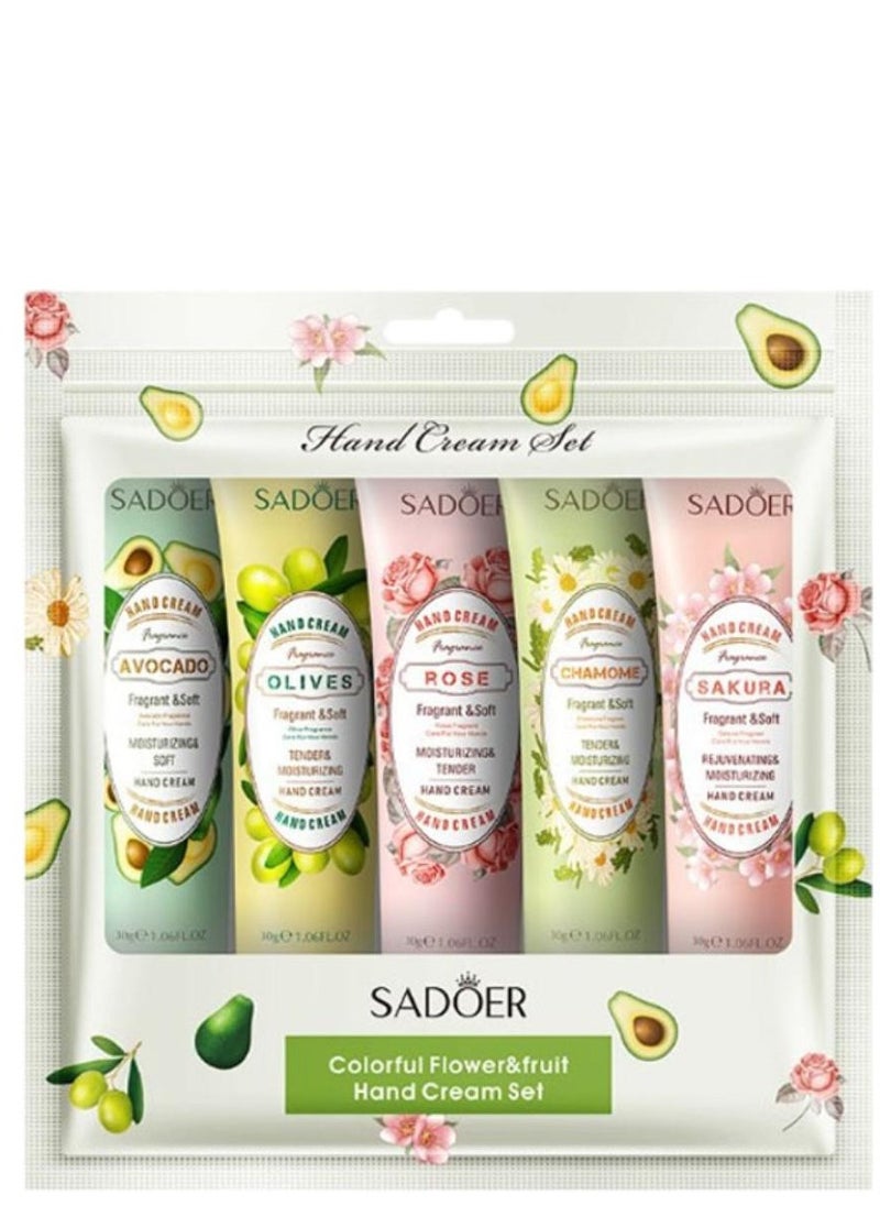 A set of hand creams with rose chamomile olive and avocado extracts to lighten moisturize and soften the hands - 5 pieces * 30 grams - pzsku/Z8461E91B6941D41A818DZ/45/_/1739440595/620c7dac-7e82-4bf9-bd5b-9442a8f42d10