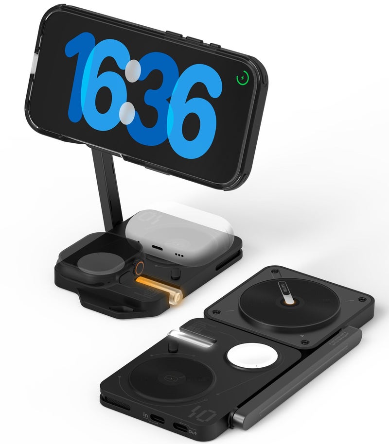 Aulumu MagSafeCompatible M01 4in1 Wireless Charging Station 15W Collapsible Magnetic Wireless Charger for iPhone 17 Apple WatchAirPods - Image 2