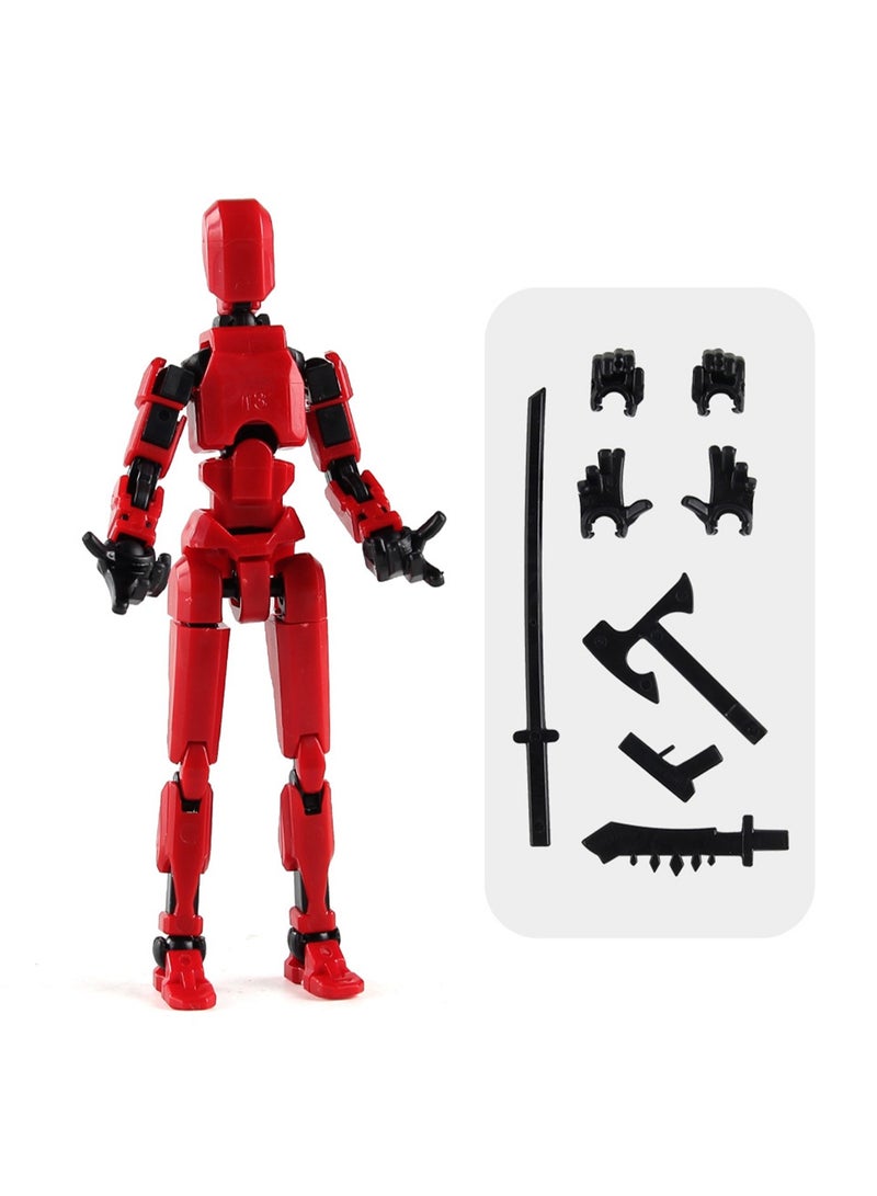 Children's Educational And Creative Assembly 13 Joint Doll Building Blocks 3D Printing Multi-joint Full Body Activity Decompression Toys (Red) 