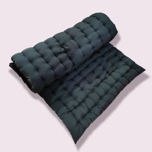 Deevine Craft Soft Foldable Cotton Quilt | Foldable Light Weight Filled Single Firm Rollable Mattress| Gadda (Solid Coloured, 1 Sleeping Capacity, 3 x 6 ft or 72 x 36 Inches) (Bottle Green) - Image 2