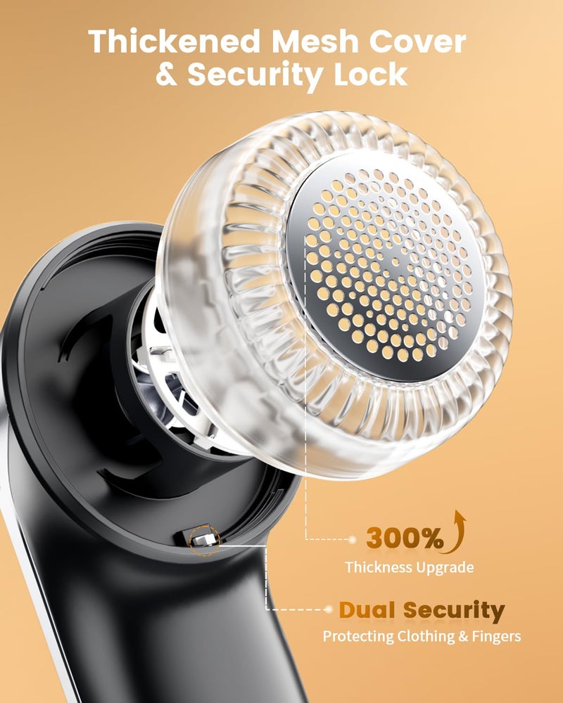 coldSky Fabric Shaver, Rechargeable Lint Shaver with Digital Display, Portable Sweater Defuzzer with 3 Speeds, 6 Leaf Blades and Safety Lock, Electric lint Remover for Clothes, Sweater (Silver) - Image 5