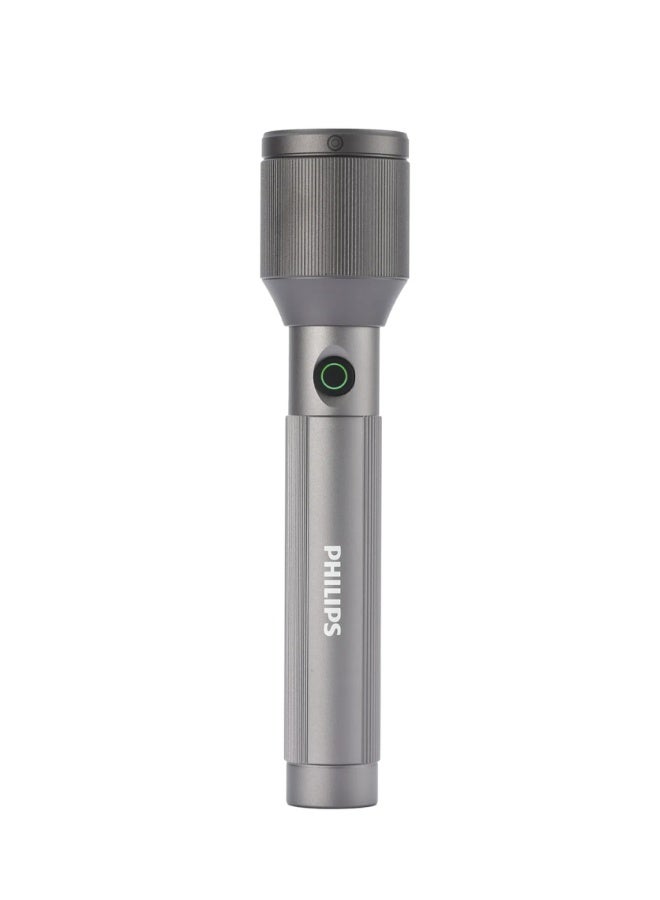 PHILIPS Rechargeable LED Flashlight 650 Lumens | 450m Long Range Torch | Aircraft Aluminium Body | 3000mAh Battery | USB Charging | Strobe & SOS Modes | SFL2243/56 grey - Image 2