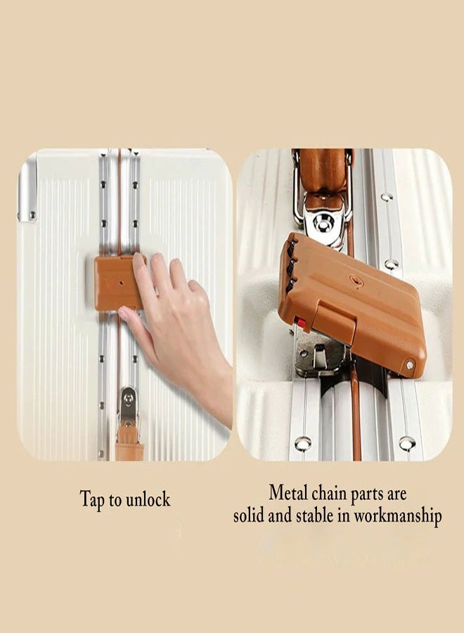 إن كي أكس حقيبة سفر متينة بعجلات صلبة مزودة بأربع عجلات دوارة مقاس 20 × 24 بوصة، مجموعة من قطعتين باللون الأبيض - Image 3