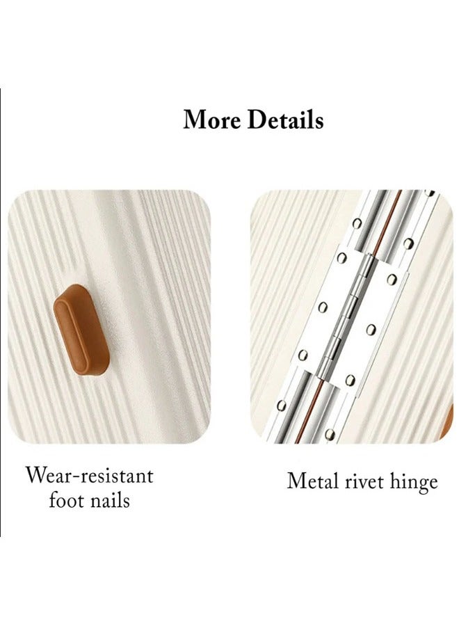 إن كي أكس حقيبة سفر متينة بعجلات صلبة مزودة بأربع عجلات دوارة مقاس 20 × 24 بوصة، مجموعة من قطعتين باللون الأبيض - Image 4