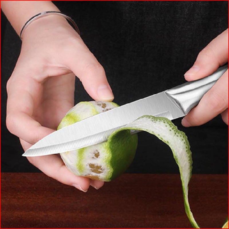 Krivety Stainless Steel Handle Paring 232Cm301Cm Chef 29Cm Cleaver Kitchen Knife High Carbon Super Sharp to Hold Blade Edge Rustproof Scratch Resistant SilverPack of 3 KnifeCABC - Image 3