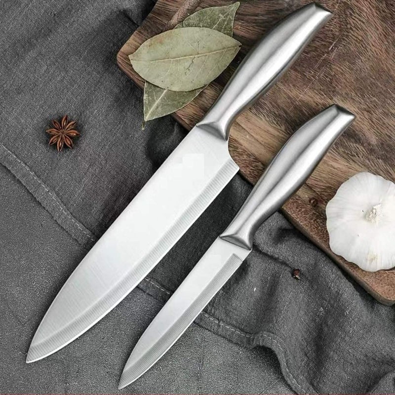 Krivety Stainless Steel Handle Paring 232Cm301Cm Chef 29Cm Cleaver Kitchen Knife High Carbon Super Sharp to Hold Blade Edge Rustproof Scratch Resistant SilverPack of 3 KnifeCABC - Image 4