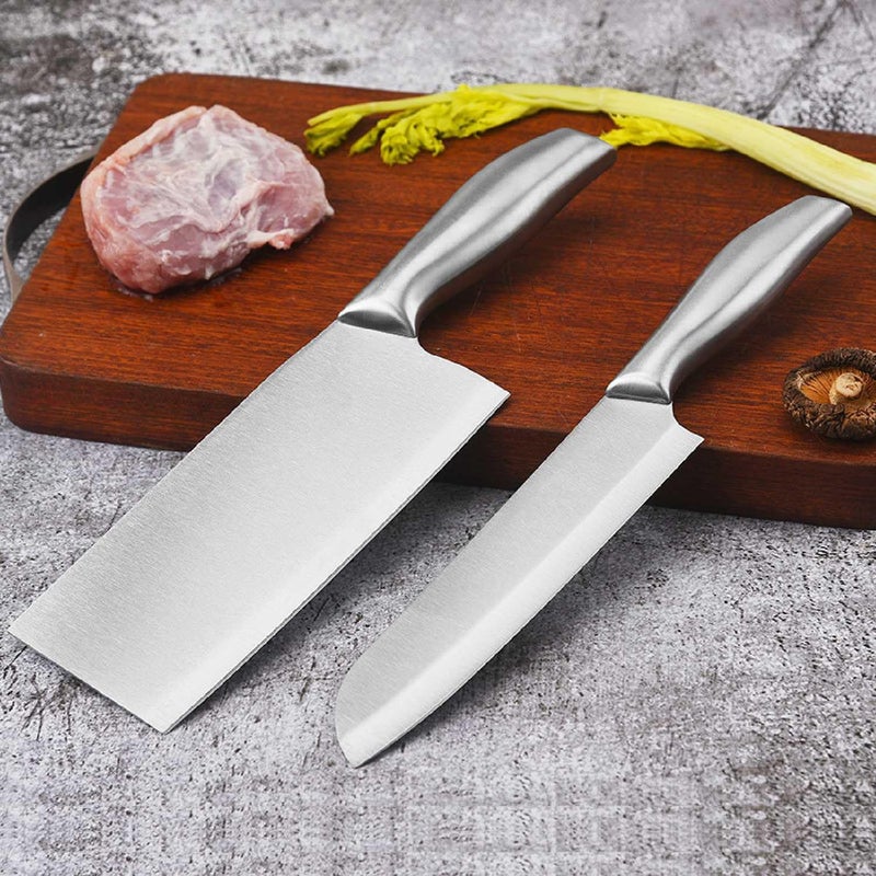 Krivety Stainless Steel Handle Paring 232Cm301Cm Chef 29Cm Cleaver Kitchen Knife High Carbon Super Sharp to Hold Blade Edge Rustproof Scratch Resistant SilverPack of 3 KnifeCABC - Image 5