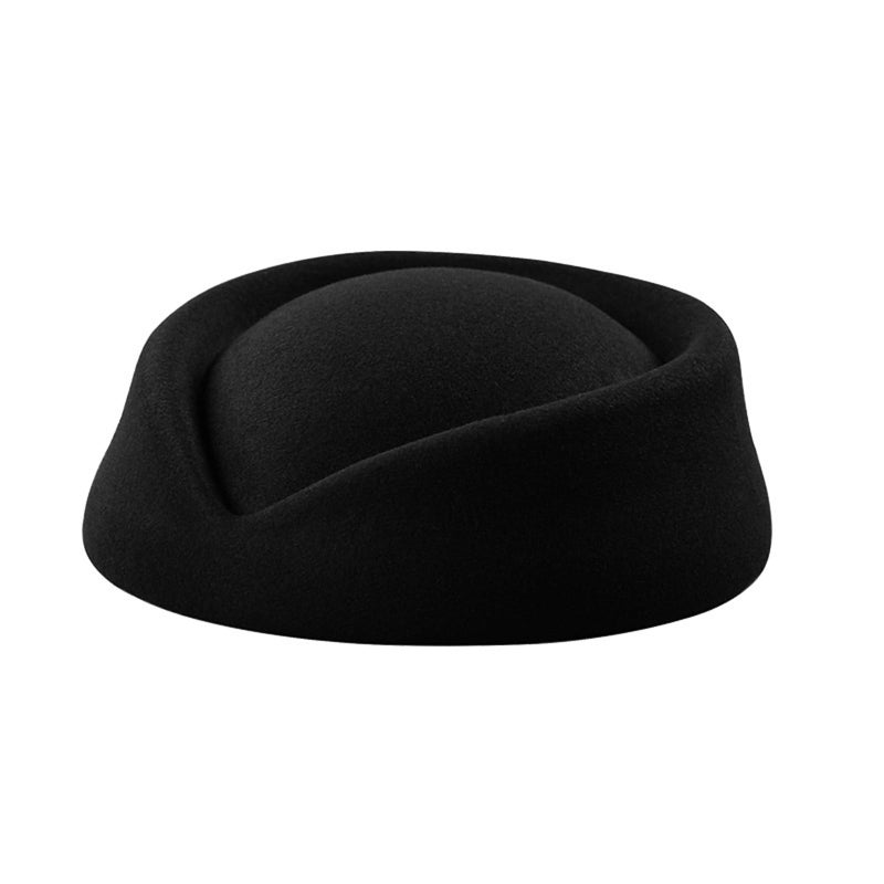 ZARSIO Stewardess Hat Felt Air Hostesses Pillbox Hat Teardrop Fascinator Base Sweet Design (Black) - Image 1