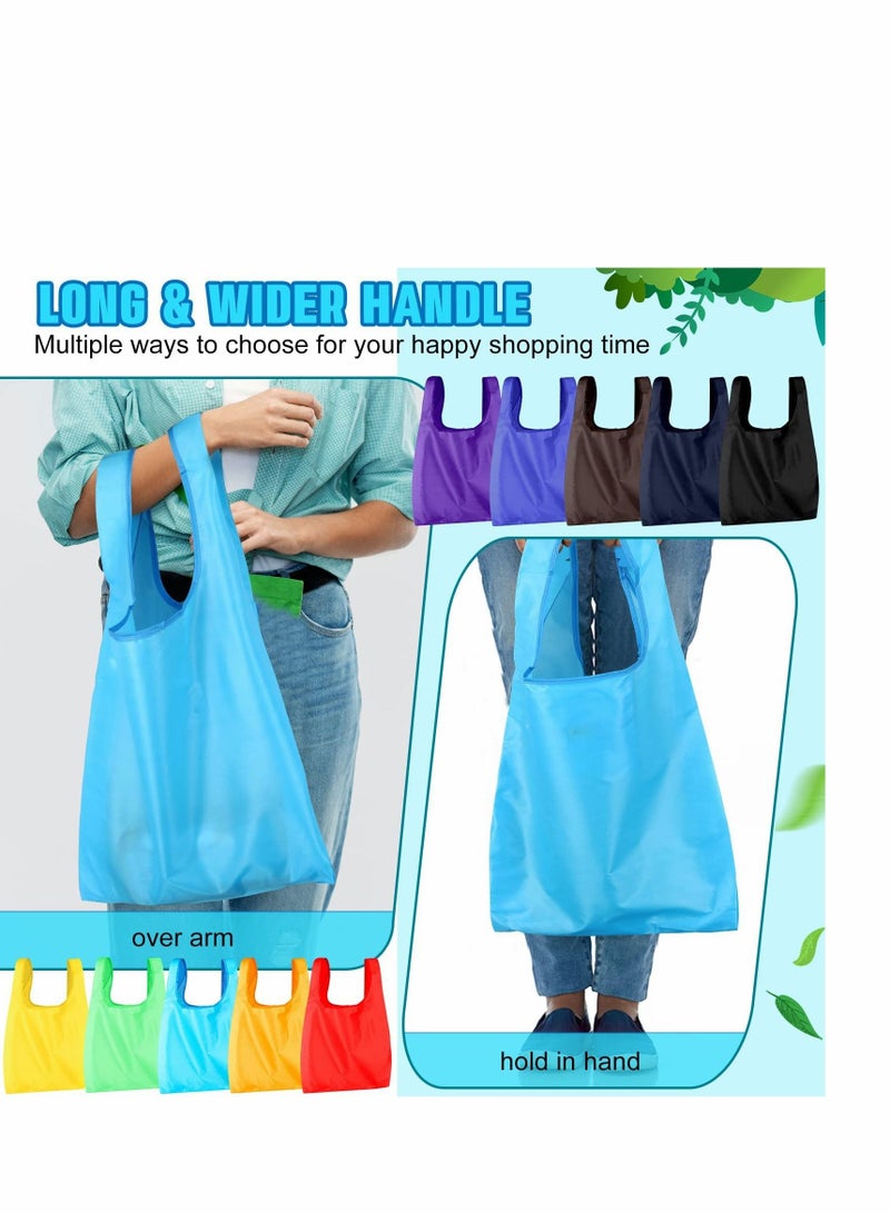 SYOSI Pack of 20 Reusable Shopping Bags Collapsible Nylon Tote Washable Reusable Bag with Handle Large Waterproof Women's Shopping Bag Lightweight Storage Grocery Tote random color - Image 4