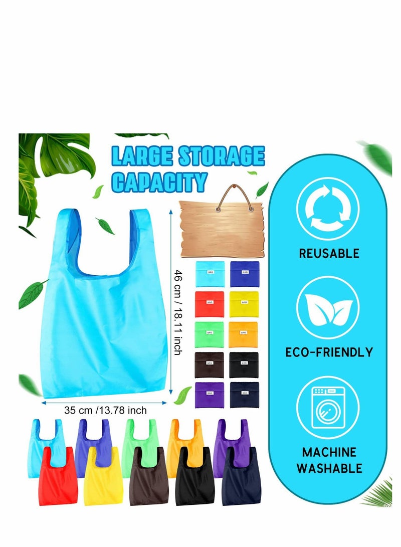 SYOSI Pack of 20 Reusable Shopping Bags Collapsible Nylon Tote Washable Reusable Bag with Handle Large Waterproof Women's Shopping Bag Lightweight Storage Grocery Tote random color - Image 2