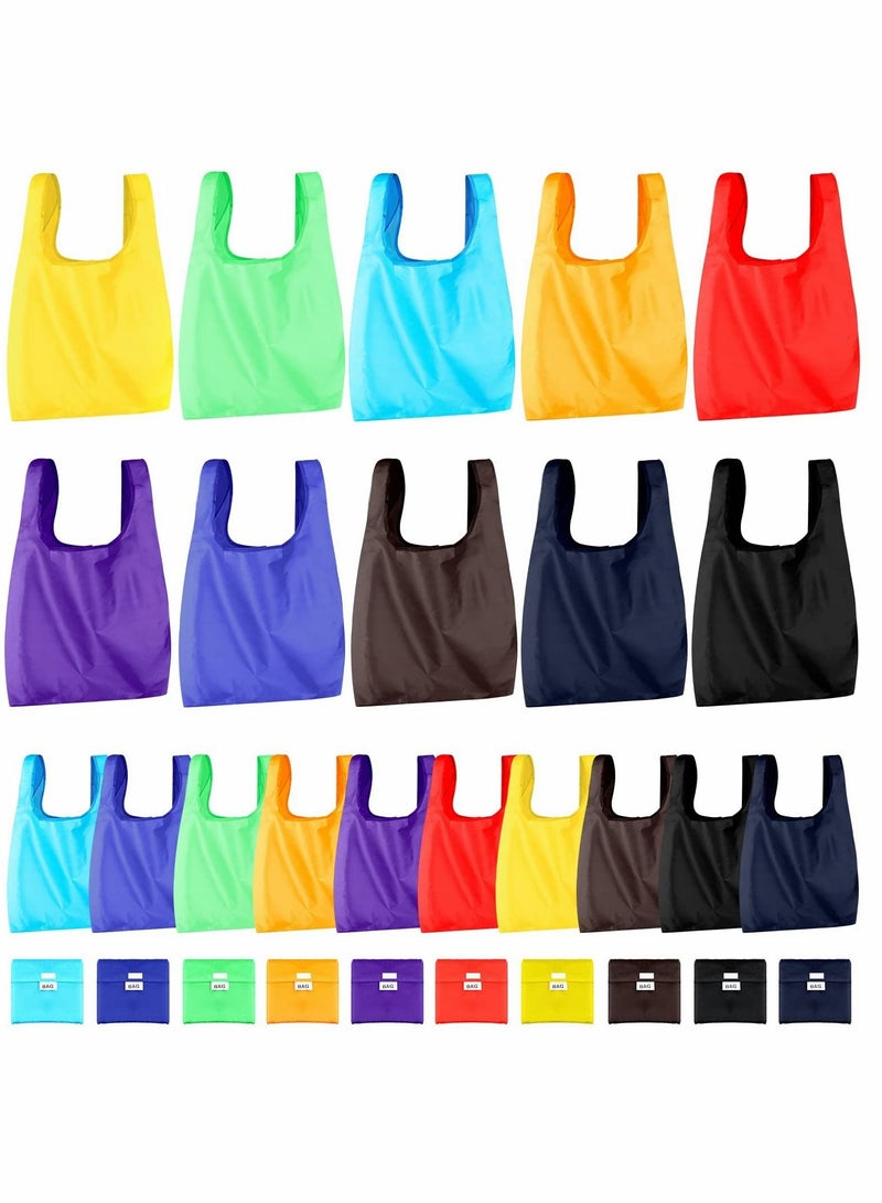 SYOSI Pack of 20 Reusable Shopping Bags Collapsible Nylon Tote Washable Reusable Bag with Handle Large Waterproof Women's Shopping Bag Lightweight Storage Grocery Tote random color - Image 1