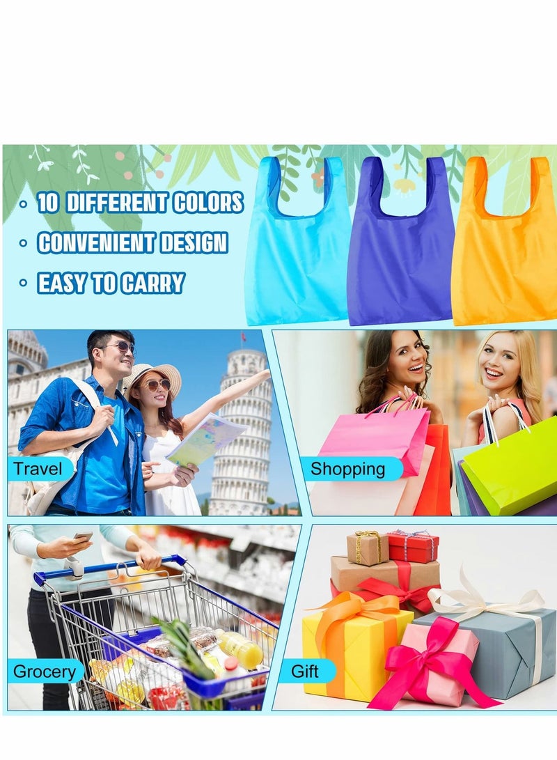 SYOSI Pack of 20 Reusable Shopping Bags Collapsible Nylon Tote Washable Reusable Bag with Handle Large Waterproof Women's Shopping Bag Lightweight Storage Grocery Tote random color - Image 5