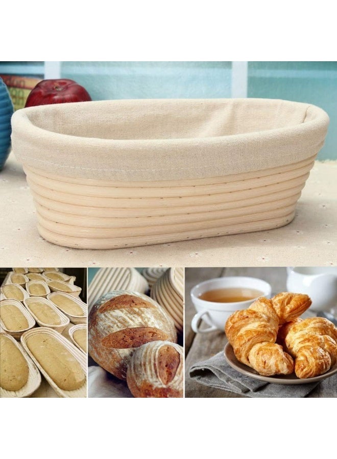 2 Pcs Banneton Bread Proofing Baskets, 25cm Oval Sourdough Proofing Basket with Linen Cloth Liner for Artisan Bread Making for Professional and Home Bakers - Image 1