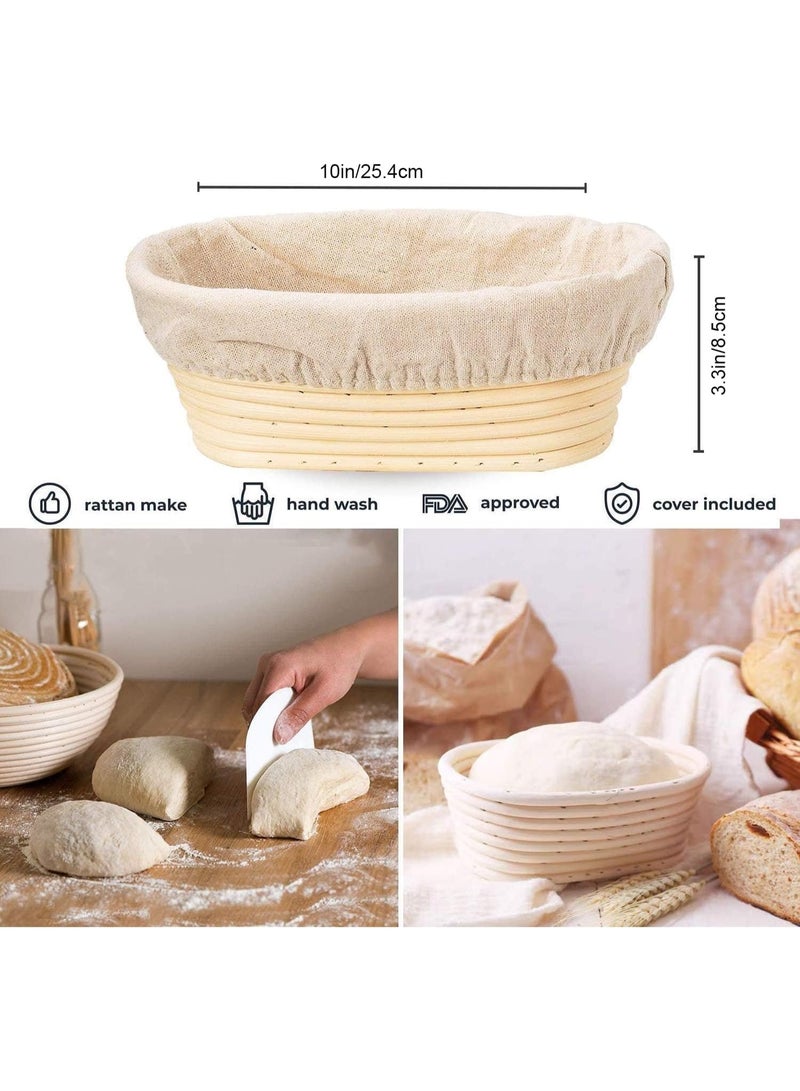 2 Pcs Banneton Bread Proofing Baskets, 25cm Oval Sourdough Proofing Basket with Linen Cloth Liner for Artisan Bread Making for Professional and Home Bakers - Image 5