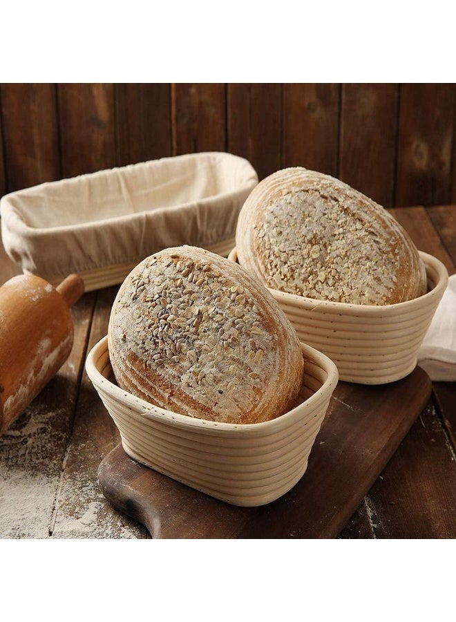 2 Pcs Banneton Bread Proofing Baskets, 25cm Oval Sourdough Proofing Basket with Linen Cloth Liner for Artisan Bread Making for Professional and Home Bakers - Image 2