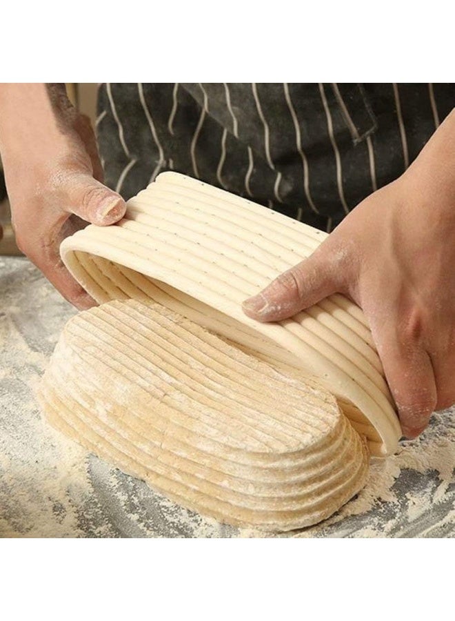 2 Pcs Banneton Bread Proofing Baskets, 25cm Oval Sourdough Proofing Basket with Linen Cloth Liner for Artisan Bread Making for Professional and Home Bakers - Image 3