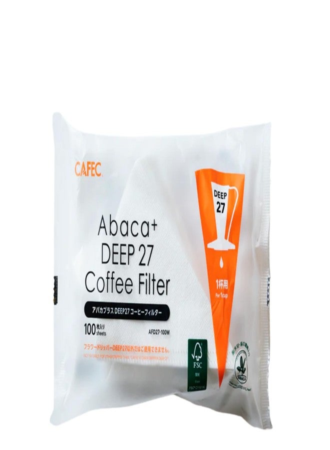 CAFEC Abaca+ Deep 27 Coffee Filter (white) | DEEP 27 | AFD27-100W - Image 1