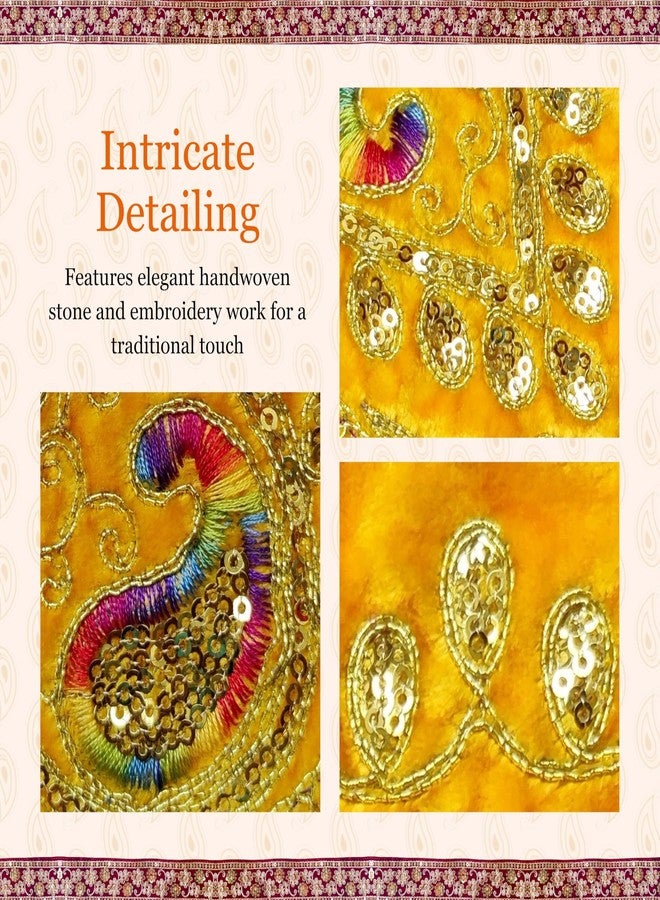 PUNYATVA Ganpati Shela in Velvet (أصفر) - Khes، Patka، Uparna Vastra for Gauri Ganpati، Ganesh Chaturthi، Varalakshmi Vratam، Navratri، Durga Puja، إكسسوارات الديكور للأيدولز، فستان الله - Image 2