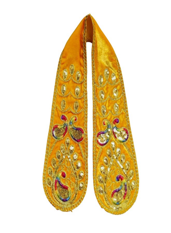 PUNYATVA Ganpati Shela in Velvet (أصفر) - Khes، Patka، Uparna Vastra for Gauri Ganpati، Ganesh Chaturthi، Varalakshmi Vratam، Navratri، Durga Puja، إكسسوارات الديكور للأيدولز، فستان الله - Image 1
