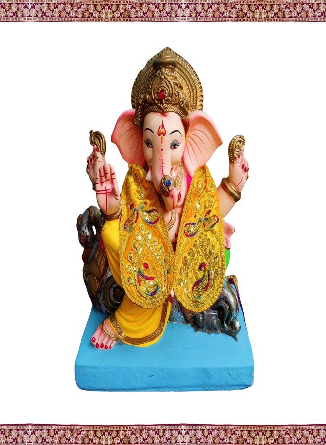 PUNYATVA Ganpati Shela in Velvet (أصفر) - Khes، Patka، Uparna Vastra for Gauri Ganpati، Ganesh Chaturthi، Varalakshmi Vratam، Navratri، Durga Puja، إكسسوارات الديكور للأيدولز، فستان الله - Image 5