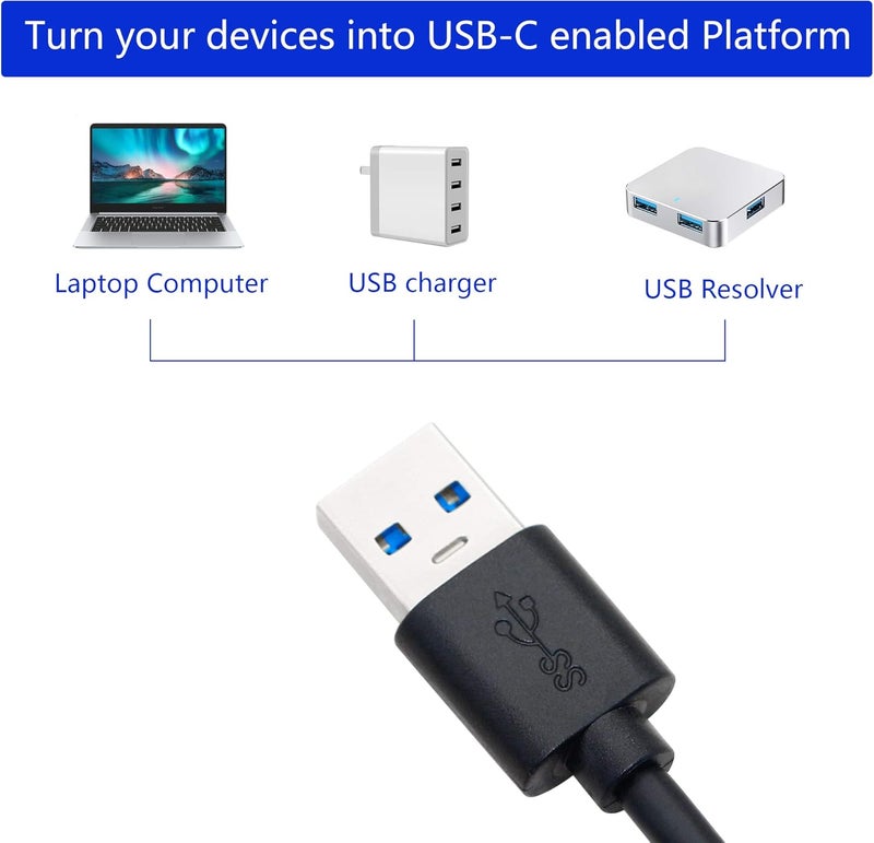 CERRXIAN USB 30 Type A Male to USB 30 Type C Female Gold Plated Connector Converter Adapter Black 15cm - Image 3