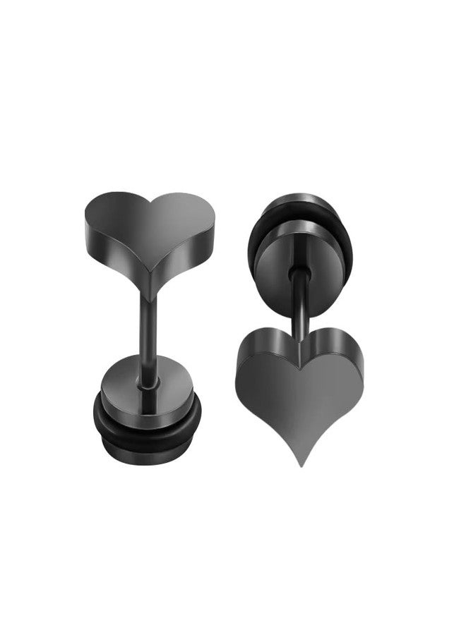 THE MEN THING HEARTFELT ELEGANCE BLACK - Pure Titanium Steel Piercing Ear Earrings for Men & Boys - Image 2