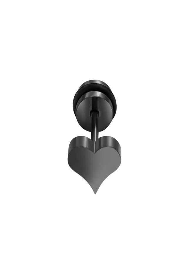 THE MEN THING HEARTFELT ELEGANCE BLACK - Pure Titanium Steel Piercing Ear Earrings for Men & Boys - Image 1