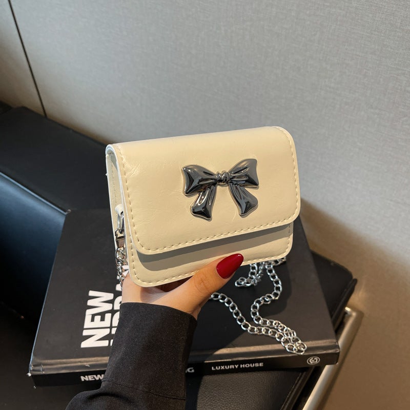 High-End Mini Bag Women'S Niche Chain Crossbody Bag Style Popular All-Match Bow Small Square Bag - Image 1
