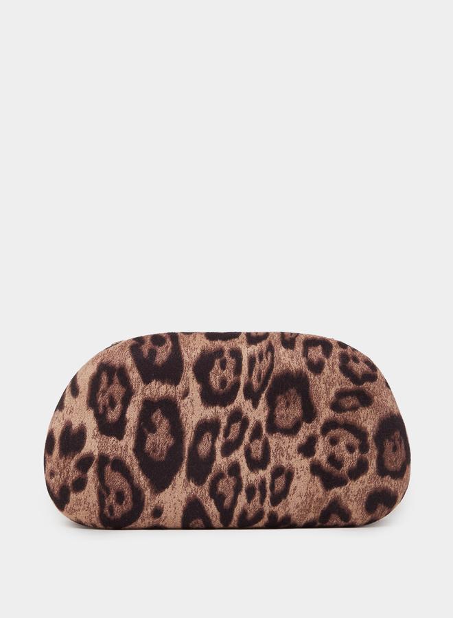 Styli Brown Animal Print Clutch with Metal Trim - Image 2