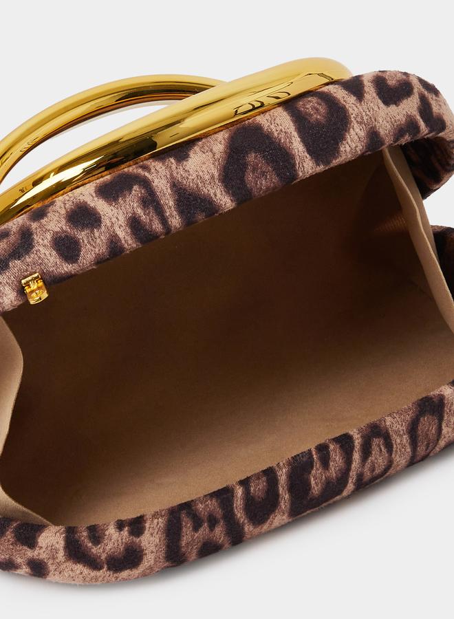 Styli Brown Animal Print Clutch with Metal Trim - Image 4