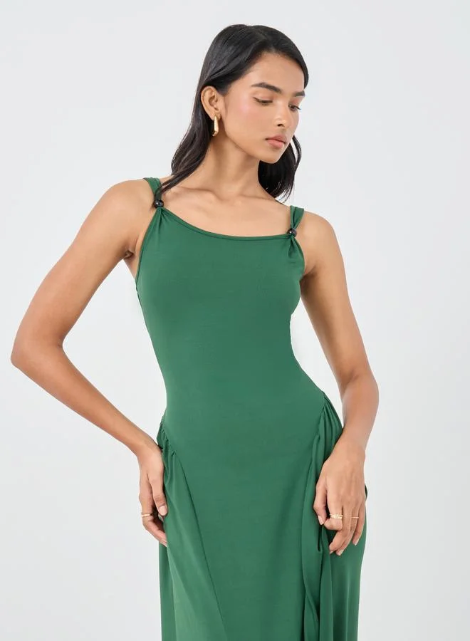 Take Two Take Two Solid Sleeveless Round Neck A-Line Midi Dress