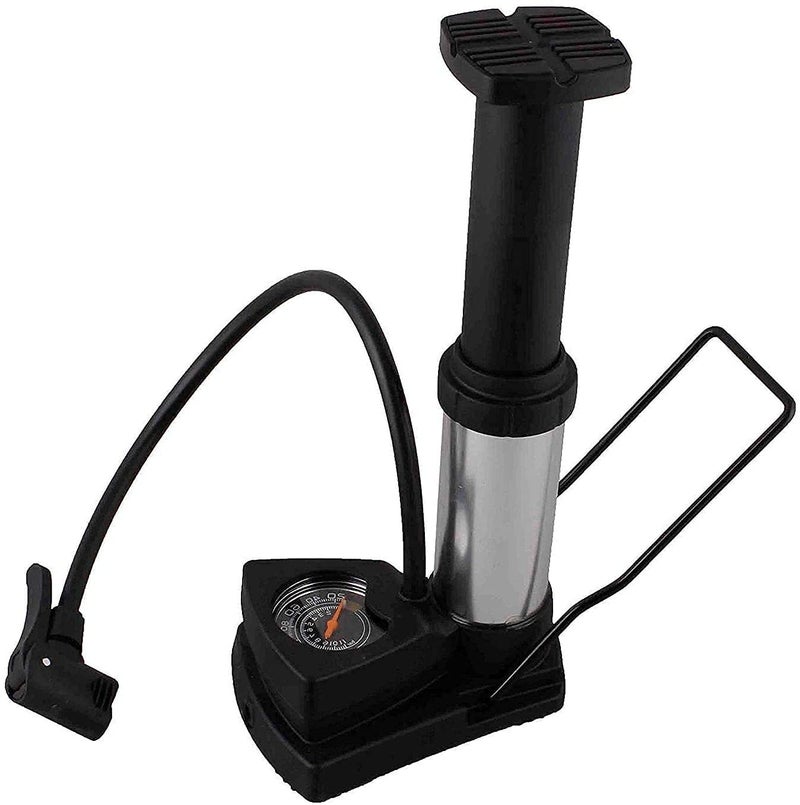 DORLANK Mini Portable Bike, Bicycle Tire Hand Foot Activated Floor Pump| High-Pressure Foot Pump with Dual Head & Gauge and Gas Needle (Multicolor) - Image 1