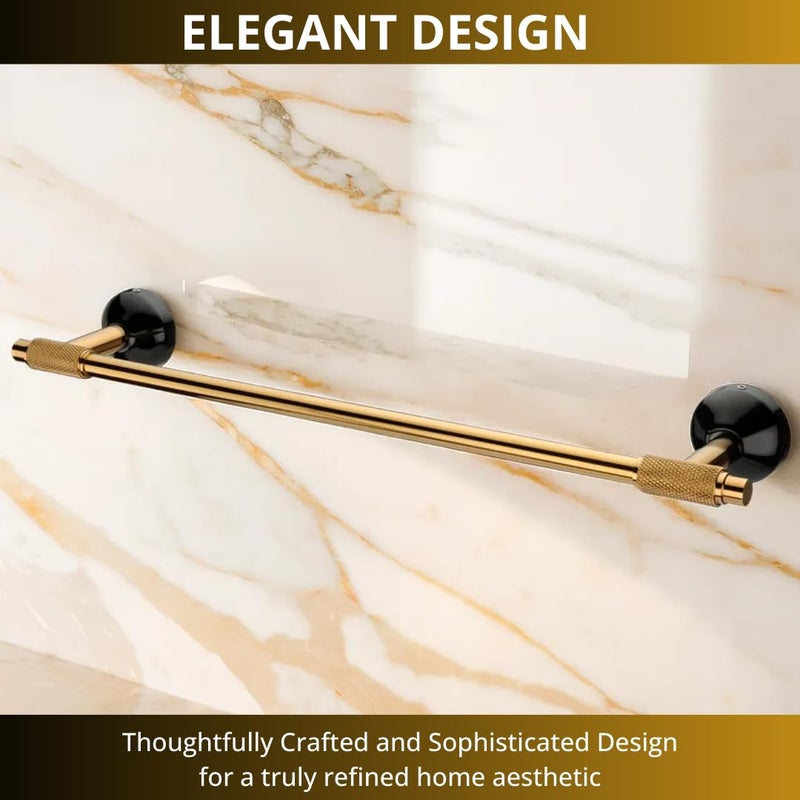 LUXIUR Towel Rod for Bathroom, 304 Grade Stainless Steel Towel Hanger for Wash Basin, Napkin Holder for Kitchen, Towel Bar, PVD Black Gold - Image 3