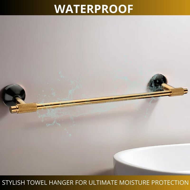 LUXIUR Towel Rod for Bathroom, 304 Grade Stainless Steel Towel Hanger for Wash Basin, Napkin Holder for Kitchen, Towel Bar, PVD Black Gold - Image 5